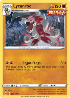 Lycanroc Pokemon card from Chilling Reign, card number 87