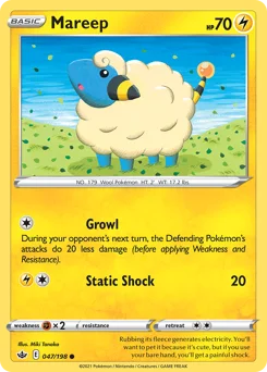 Mareep Pokemon card from Chilling Reign, card number 47