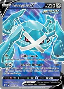 Metagross V Pokemon card from Chilling Reign, card number 181