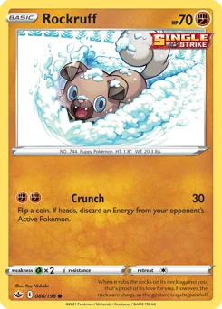 Rockruff Pokemon card from Chilling Reign, card number 86