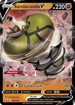 Sandaconda V Pokemon card from Chilling Reign, card number 89