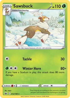 Sawsbuck Pokemon card from Chilling Reign, card number 12