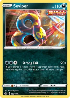 Seviper Pokemon card from Chilling Reign, card number 102
