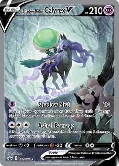 Shadow Rider Calyrex V Pokemon card from Chilling Reign, card number 172