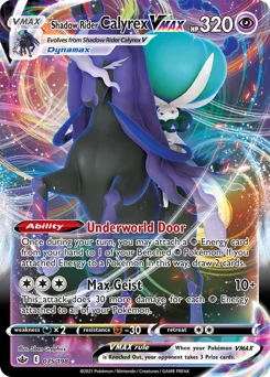 Shadow Rider Calyrex VMAX Pokemon card from Chilling Reign, card number 75