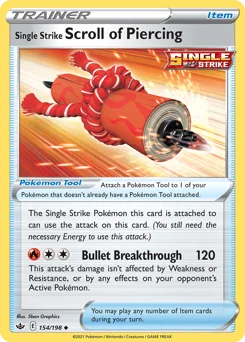 Single Strike Scroll of Piercing Pokemon card from Chilling Reign, card number 154