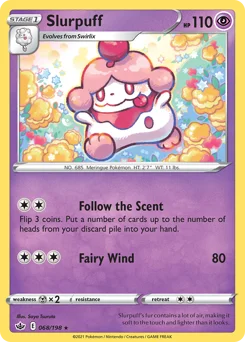Slurpuff Pokemon card from Chilling Reign, card number 68