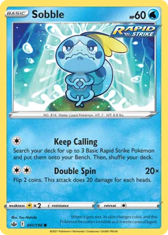 Sobble Pokemon card from Chilling Reign, card number 41