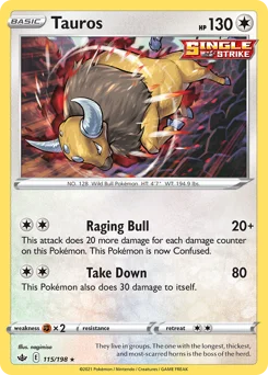 Tauros Pokemon card from Chilling Reign, card number 115