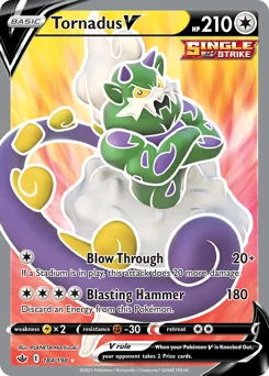 Tornadus V Pokemon card from Chilling Reign, card number 184