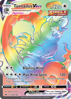 Tornadus VMAX Pokemon card from Chilling Reign, card number 209