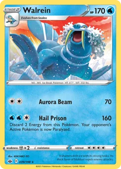 Walrein Pokemon card from Chilling Reign, card number 39