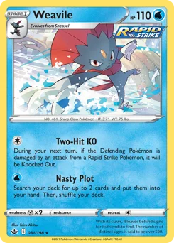 Weavile Pokemon card from Chilling Reign, card number 31