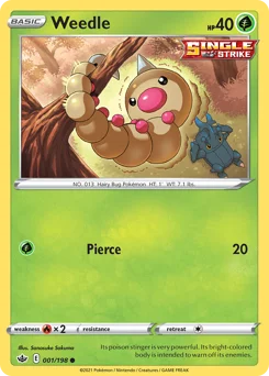 Weedle Pokemon card from Chilling Reign, card number 1