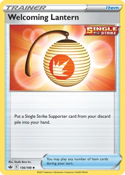 Welcoming Lantern Pokemon card from Chilling Reign, card number 156