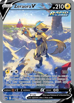 Zeraora V Pokemon card from Chilling Reign, card number 166