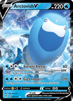 Arctovish V Pokemon card from Evolving Skies, card number 48