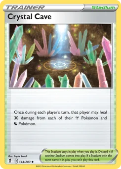 Crystal Cave Pokemon card from Evolving Skies, card number 144