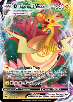 Dracozolt VMAX Pokemon card from Evolving Skies, card number 59