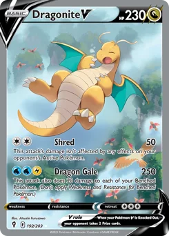 Dragonite V Pokemon card from Evolving Skies, card number 192