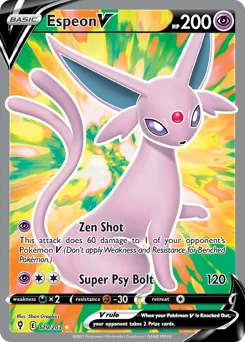 Espeon V Pokemon card from Evolving Skies, card number 179