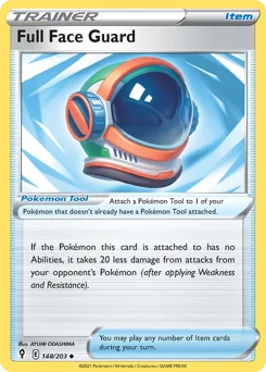 Full Face Guard Pokemon card from Evolving Skies, card number 148