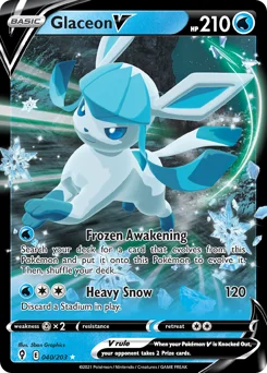 Glaceon V Pokemon card from Evolving Skies, card number 40