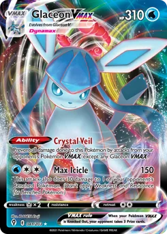 Glaceon VMAX Pokemon card from Evolving Skies, card number 41