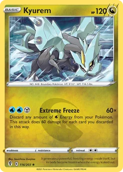 Kyurem Pokemon card from Evolving Skies, card number 116