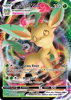 Leafeon VMAX Pokemon card from Evolving Skies, card number 8