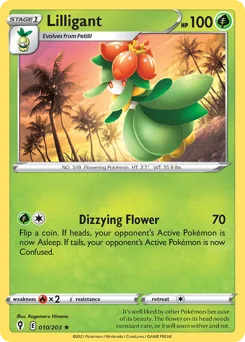 Lilligant Pokemon card from Evolving Skies, card number 10