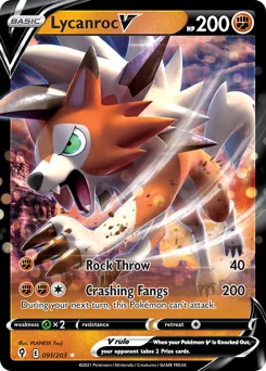 Lycanroc V Pokemon card from Evolving Skies, card number 91