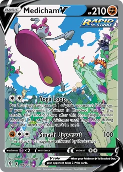 Medicham V Pokemon card from Evolving Skies, card number 186
