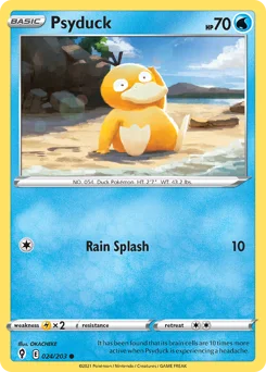 Psyduck Pokemon card from Evolving Skies, card number 24