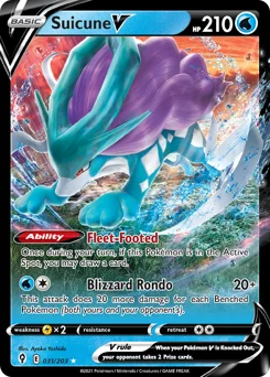 Suicune V Pokemon card from Evolving Skies, card number 31
