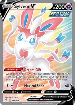 Sylveon V Pokemon card from Evolving Skies, card number 183