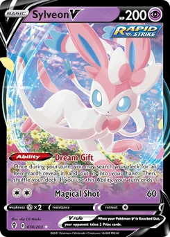 Sylveon V Pokemon card from Evolving Skies, card number 74