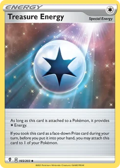 Treasure Energy Pokemon card from Evolving Skies, card number 165