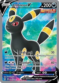 Umbreon V Pokemon card from Evolving Skies, card number 188