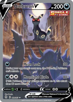 Umbreon V Pokemon card from Evolving Skies, card number 189