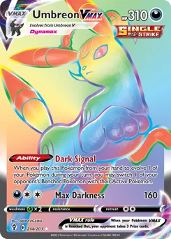 Umbreon VMAX Pokemon card from Evolving Skies, card number 214