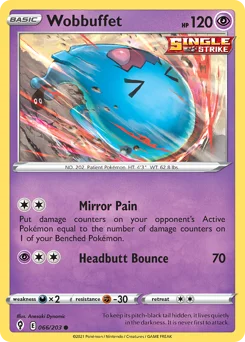 Wobbuffet Pokemon card from Evolving Skies, card number 66