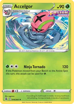 Accelgor Pokemon card from Fusion Strike, card number 14