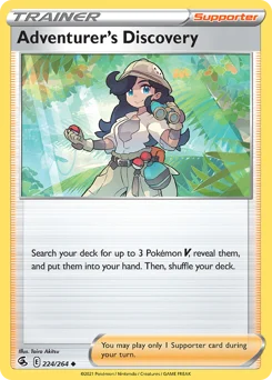 Adventurer's Discovery Pokemon card from Fusion Strike, card number 224