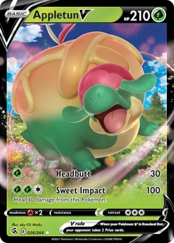 Appletun V Pokemon card from Fusion Strike, card number 26