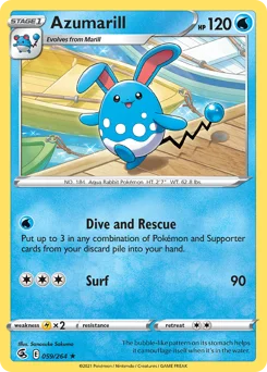Azumarill Pokemon card from Fusion Strike, card number 59