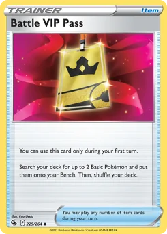 Battle VIP Pass Pokemon card from Fusion Strike, card number 225