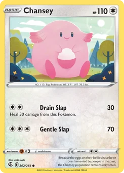 Chansey Pokemon card from Fusion Strike, card number 202