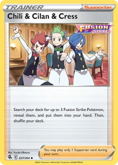 Chili & Cilan & Cress Pokemon card from Fusion Strike, card number 227