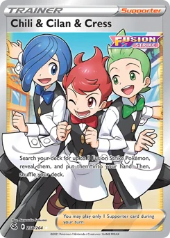 Chili & Cilan & Cress Pokemon card from Fusion Strike, card number 258